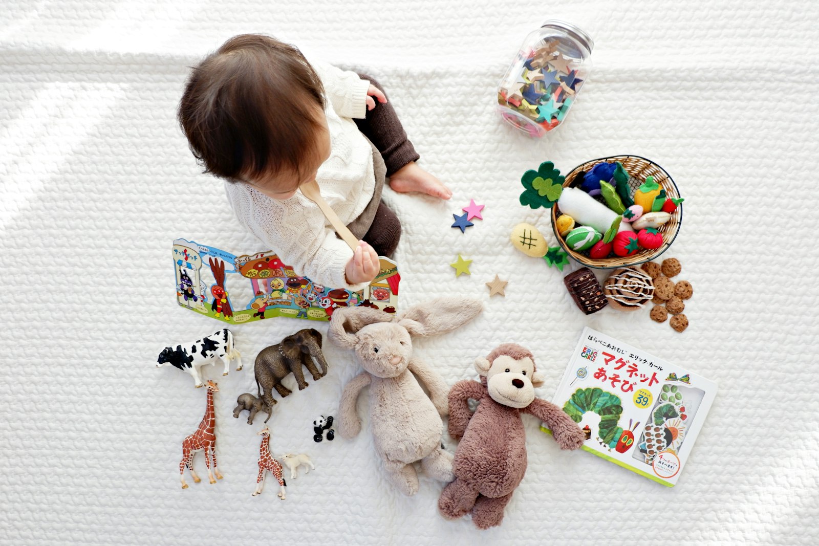 A young child playing in the paediatric waiting area